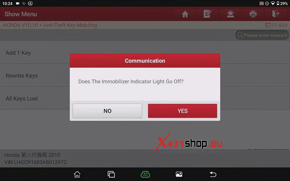 LAUNCH X431 IMMO Tool Adds New Keys to Honda Vehicle (10)