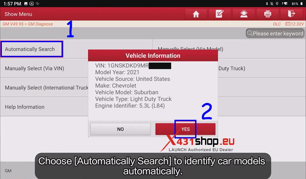 LAUNCH X431 Tool Fuel Pump Power Control Module Reset on GM Suburban (2) LAUNCH X431 Tool Fuel Pump Power Control Module Reset on GM Suburban (2)