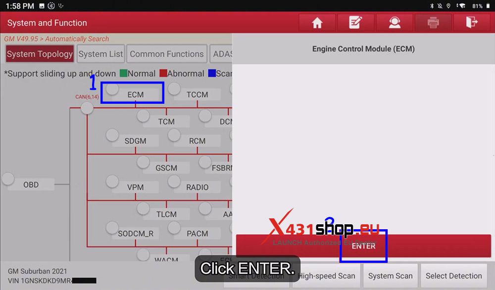 LAUNCH X431 Tool Fuel Pump Power Control Module Reset on GM Suburban (3) LAUNCH X431 Tool Fuel Pump Power Control Module Reset on GM Suburban (3)