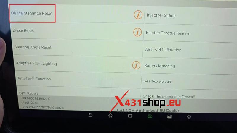 how to reset audi a5 oil service with launch x431 pad7 4 how to reset audi a5 oil service with launch x431 pad7 4