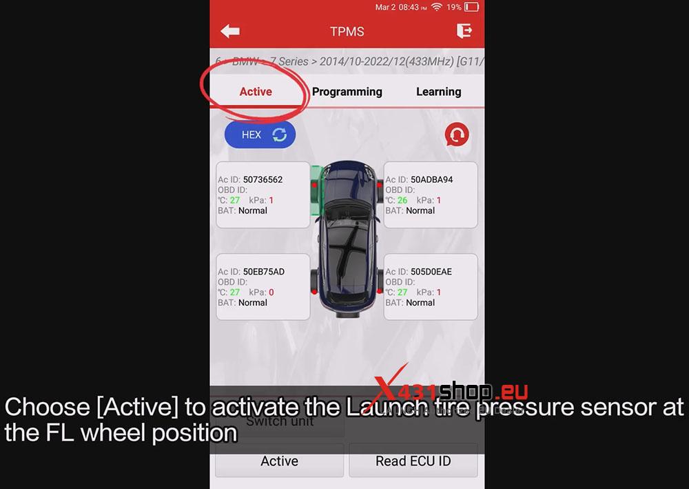 LAUNCH CRT5011 V2 Tire Pressure Learning on 2019 BMW 730Li (8) LAUNCH CRT5011 V2 Tire Pressure Learning on 2019 BMW 730Li (8)