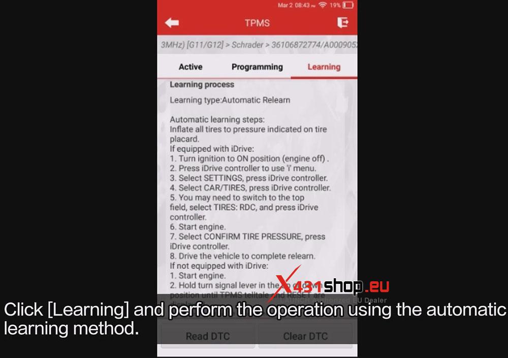 LAUNCH CRT5011 V2 Tire Pressure Learning on 2019 BMW 730Li (9) LAUNCH CRT5011 V2 Tire Pressure Learning on 2019 BMW 730Li (9)