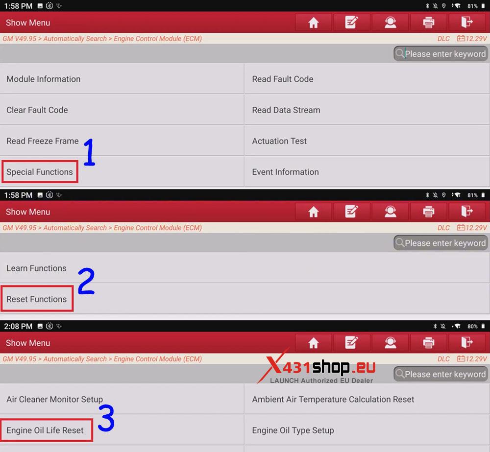 LAUNCH X431 PRO3 V+ ELITE Reset Engine Oil Life on GM Suburban (4)