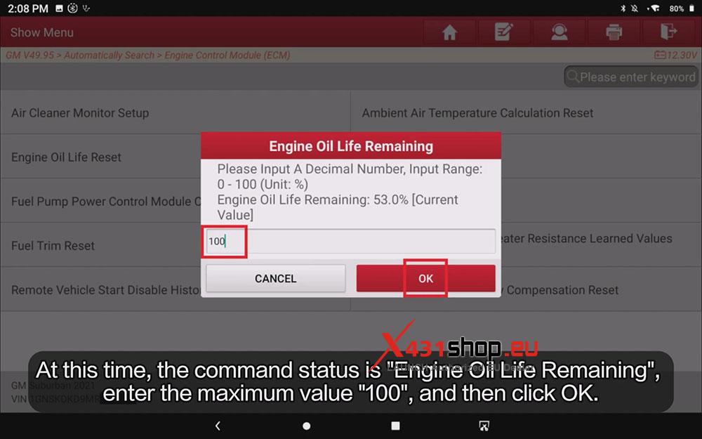 LAUNCH X431 PRO3 V+ ELITE Reset Engine Oil Life on GM Suburban (6)