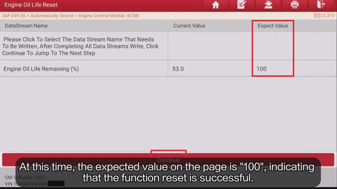 LAUNCH X431 PRO3 V+ ELITE Reset Engine Oil Life on GM Suburban (7)