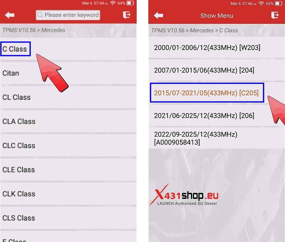 LAUNCH CRT5011 V2 Replace Tire Pressure Sensor on Benz C260L (2)