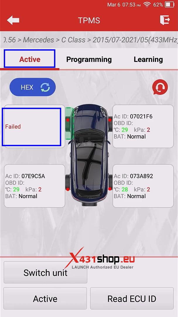 LAUNCH CRT5011 V2 Replace Tire Pressure Sensor on Benz C260L (3)