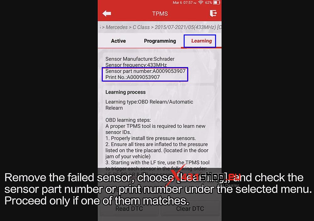 LAUNCH CRT5011 V2 Replace Tire Pressure Sensor on Benz C260L (4)