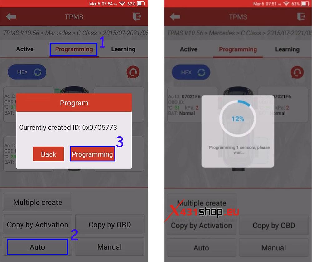 LAUNCH CRT5011 V2 Replace Tire Pressure Sensor on Benz C260L (5)