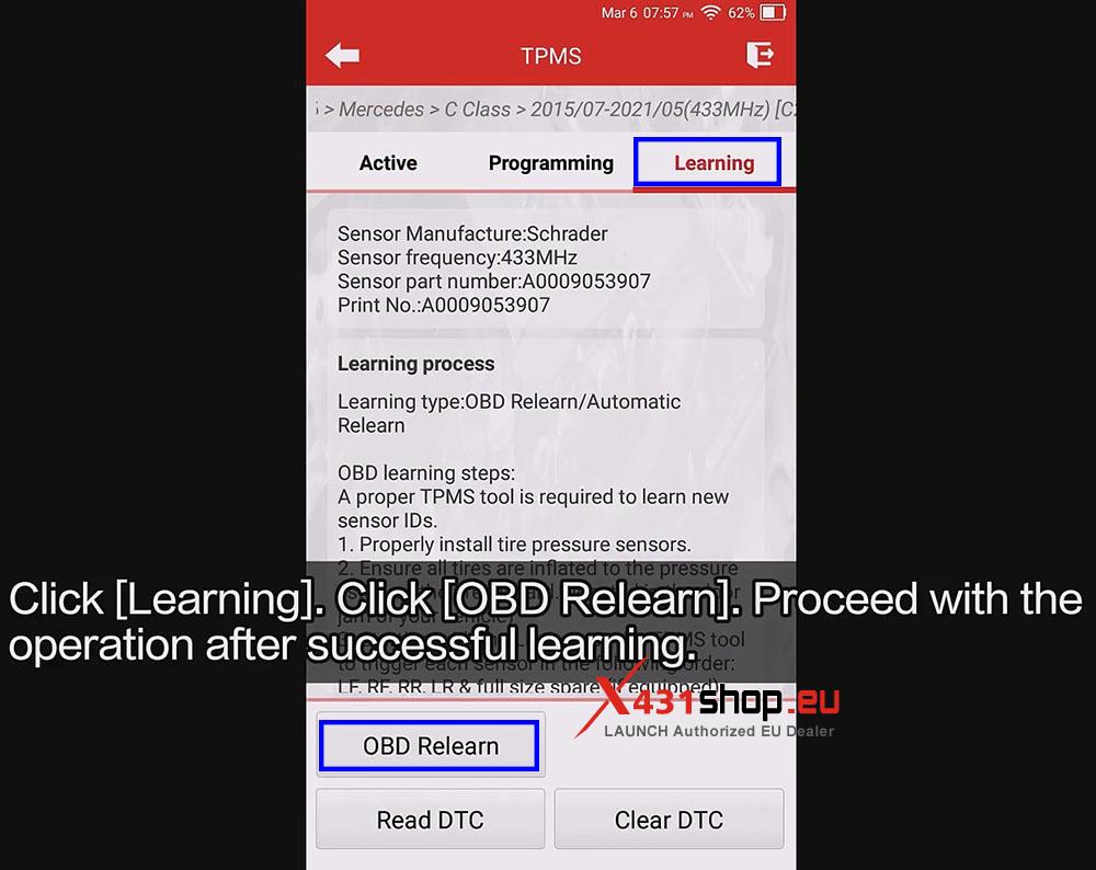 LAUNCH CRT5011 V2 Replace Tire Pressure Sensor on Benz C260L (8)