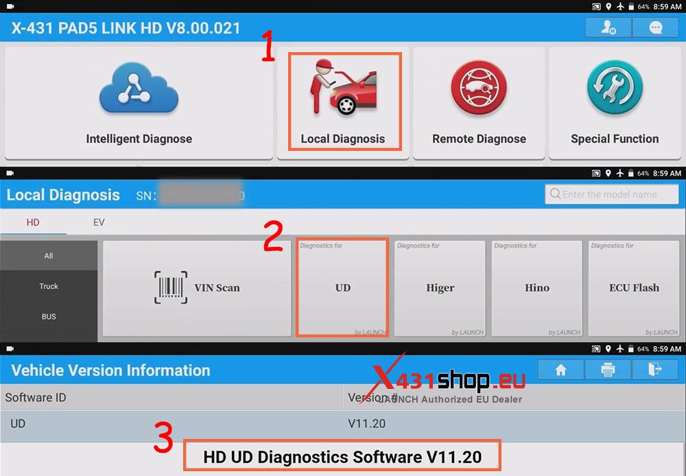 LAUNCH X431 PAD Gearbox Clutch Learning on UD CG5 truck (1)
