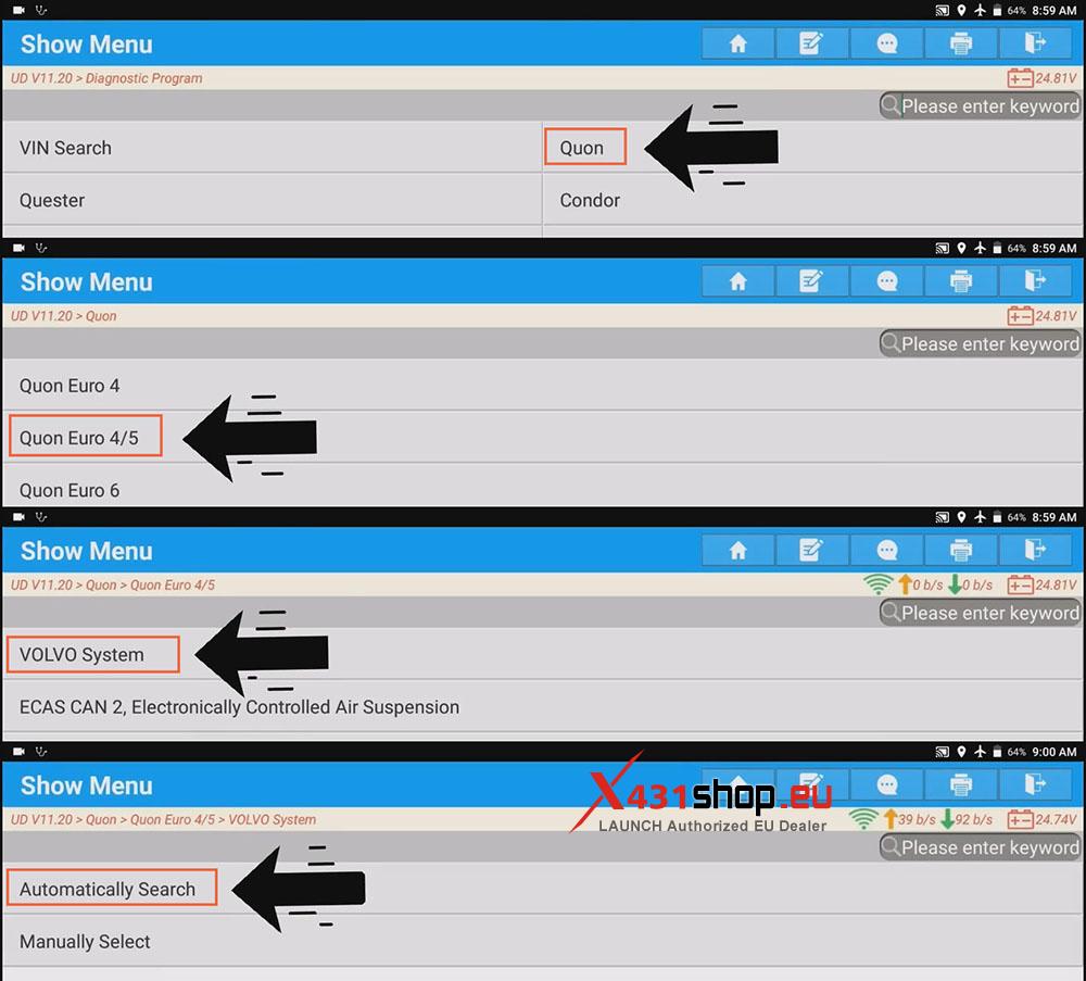 LAUNCH X431 PAD Gearbox Clutch Learning on UD CG5 truck (2)