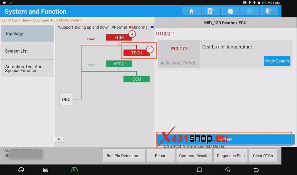 LAUNCH X431 PAD Gearbox Clutch Learning on UD CG5 truck (4)