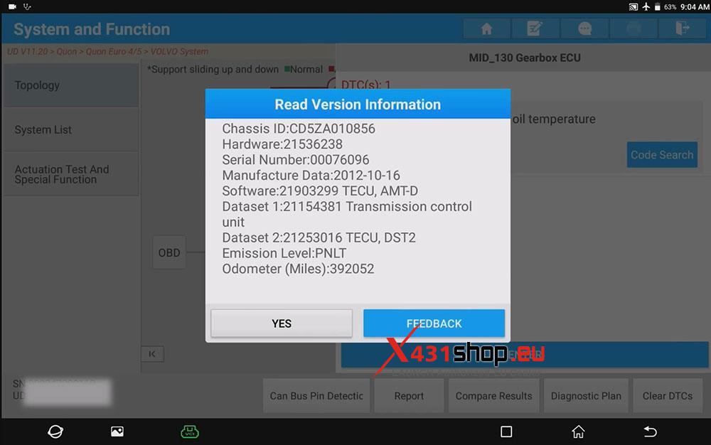LAUNCH X431 PAD Gearbox Clutch Learning on UD CG5 truck (5)