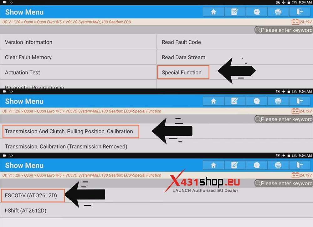LAUNCH X431 PAD Gearbox Clutch Learning on UD CG5 truck (6)