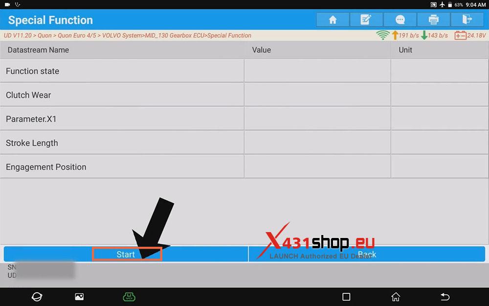 LAUNCH X431 PAD Gearbox Clutch Learning on UD CG5 truck (9)