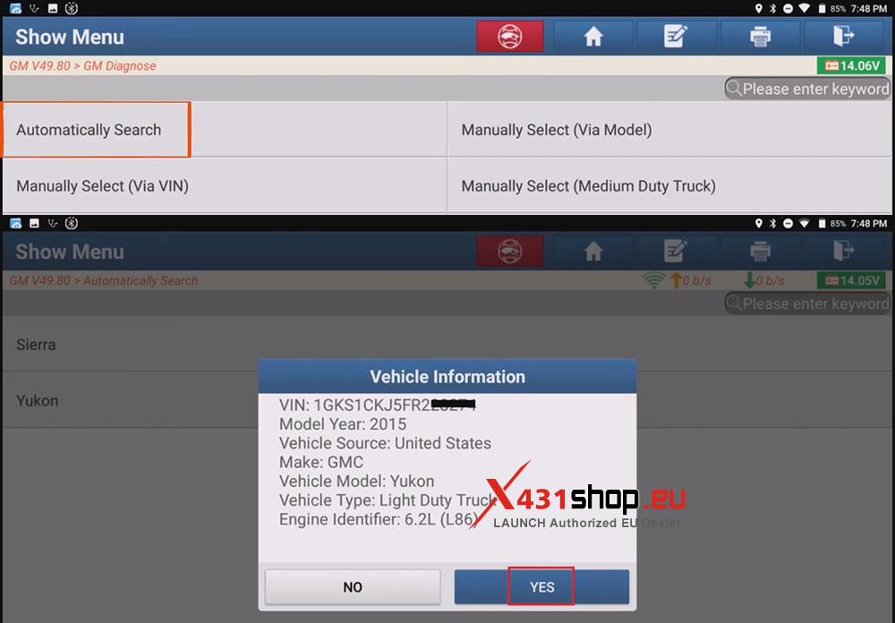 LAUNCH X431 PAD Suspension Height Sensor Reset for GMC Yukon (2) LAUNCH X431 PAD Suspension Height Sensor Reset for GMC Yukon (2)