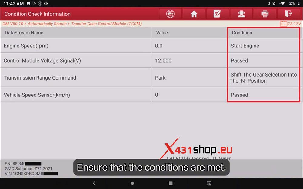 LAUNCH X431 PRO3 V+ ELITE Reset GM Car Clutch Overtemp Counter (6)