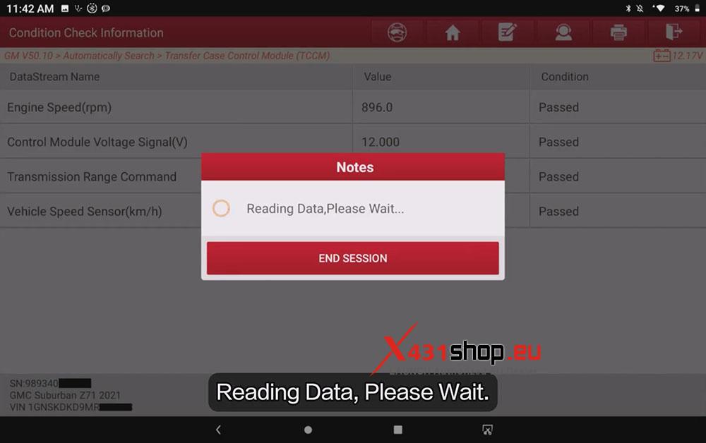 LAUNCH X431 PRO3 V+ ELITE Reset GM Car Clutch Overtemp Counter (7)
