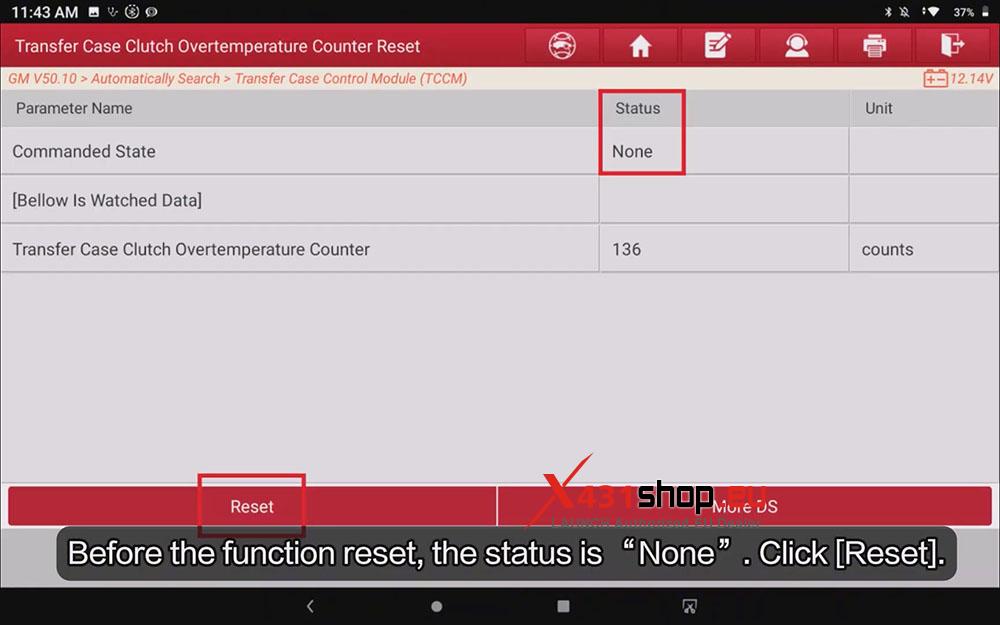 LAUNCH X431 PRO3 V+ ELITE Reset GM Car Clutch Overtemp Counter (8)