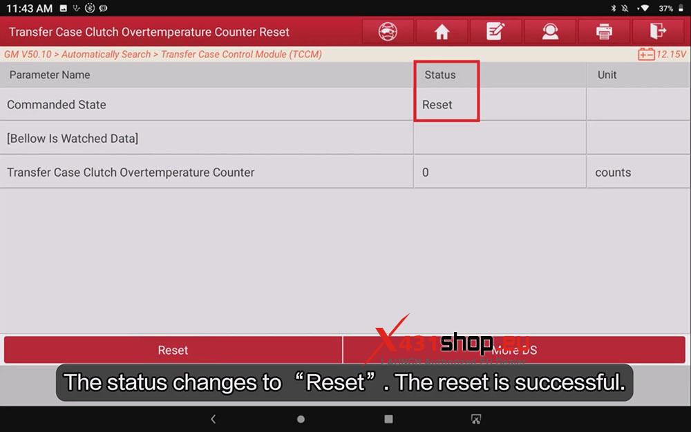 LAUNCH X431 PRO3 V+ ELITE Reset GM Car Clutch Overtemp Counter (9)