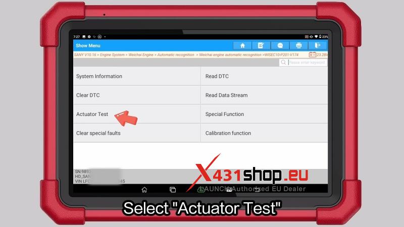 how to do a c relay actuator test on 2020 sany c8 with launch x431 pad5 5