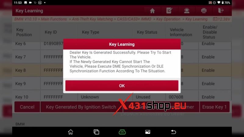 launch x431 immo elite plus guide adding a new bmw cas3 key 9