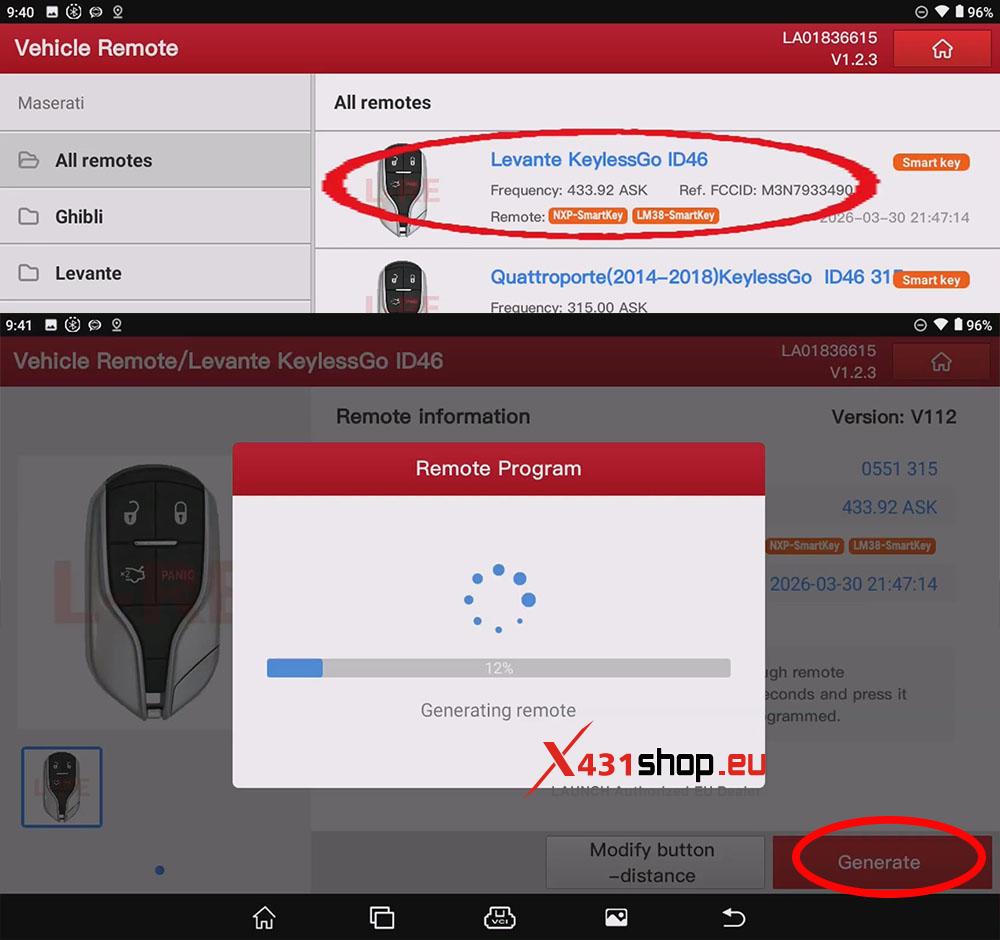 LAUNCH X431 IMMO Tool KeylessGo Programming on Maserati (2)