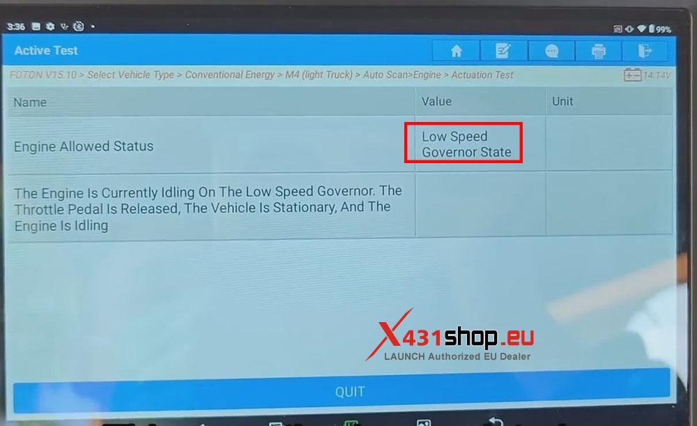 LAUNCH X431 PAD Foton Aumark Truck Engine State Monitoring (8)