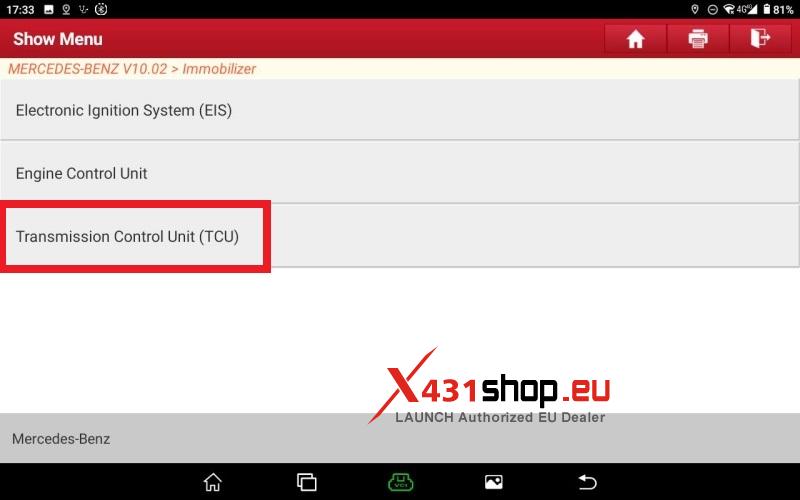 how to reset mercedes benz vgs3 nag2 tcu with launch x431 pro5 4