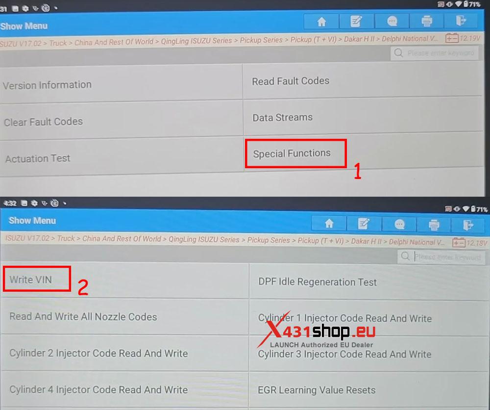 LAUNCH X431 PAD Write VIN for ISUZU TAGA Truck (3)