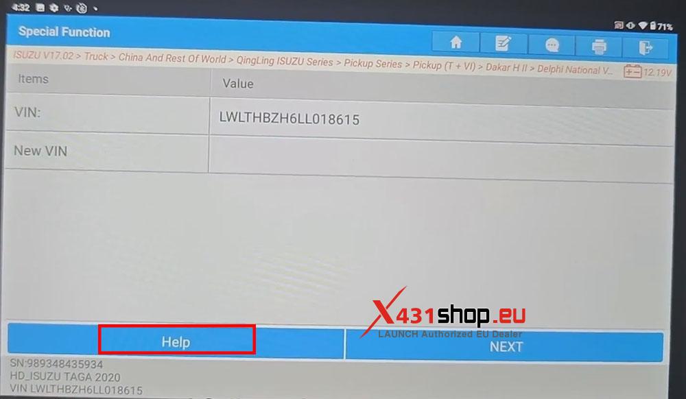 LAUNCH X431 PAD Write VIN for ISUZU TAGA Truck (4)