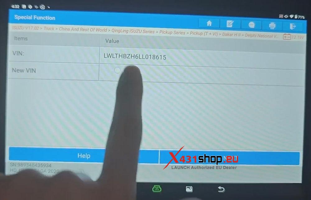 LAUNCH X431 PAD Write VIN for ISUZU TAGA Truck (5)