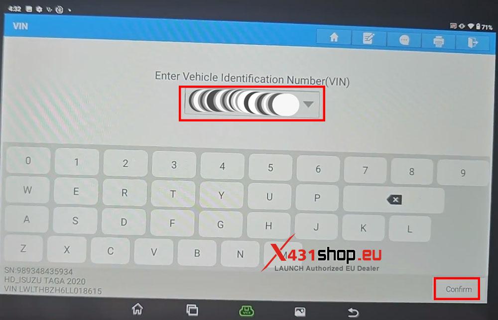 LAUNCH X431 PAD Write VIN for ISUZU TAGA Truck (6)