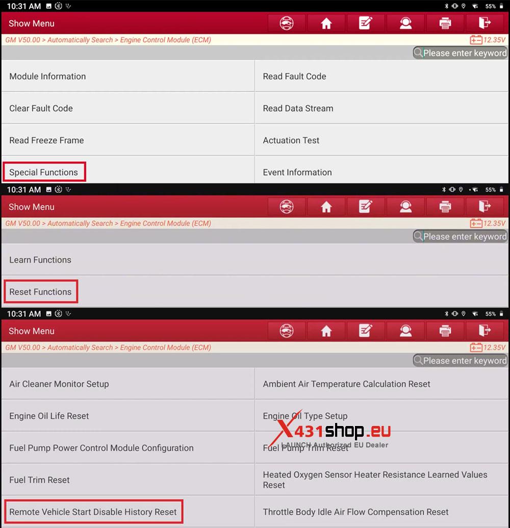 LAUNCH X431 Tool Clear Remote StartStop Logs on Suburban (4)