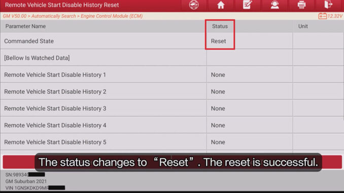 LAUNCH X431 Tool Clear Remote StartStop Logs on Suburban (6)
