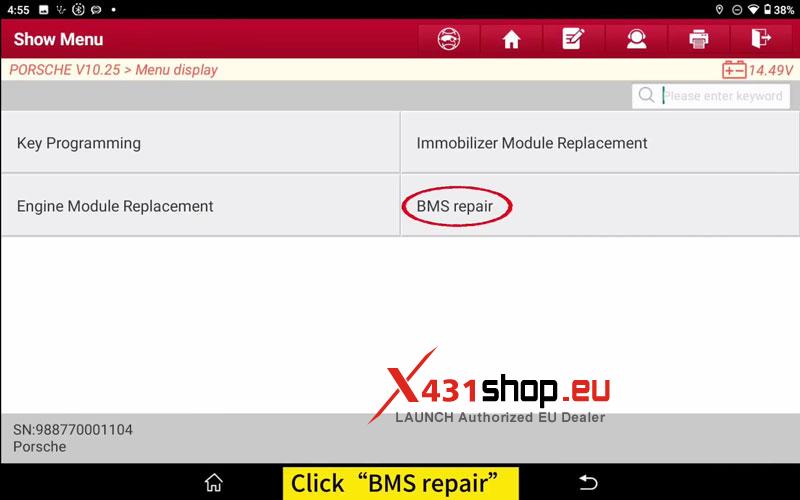 how to fix porsche cayenne bms failure with launch x431 immo plus 2