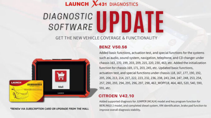 launch x 431 update adds benz v50 56 citroen v42 10 coverage
