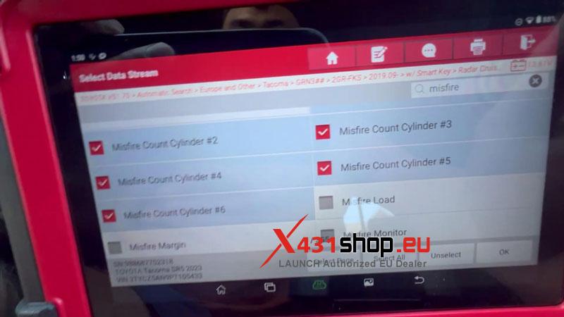 launch x431 crp919e bt review test on a 2023 tacoma misfire case 6
