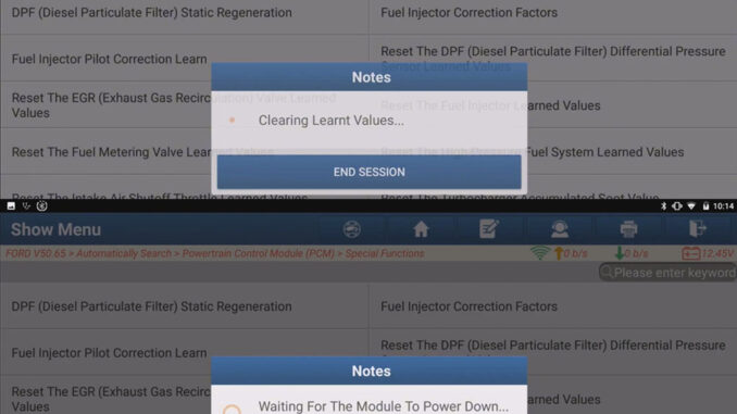 LAUNCH X431 PAD9 Reset Fuel Metering Valve Learned Values on 2021 Ford Everest (6)