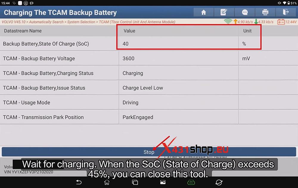 LAUNCH X431 PAD Reset VOLVO XC40 Software After TCAM Backup Battery Change (10)