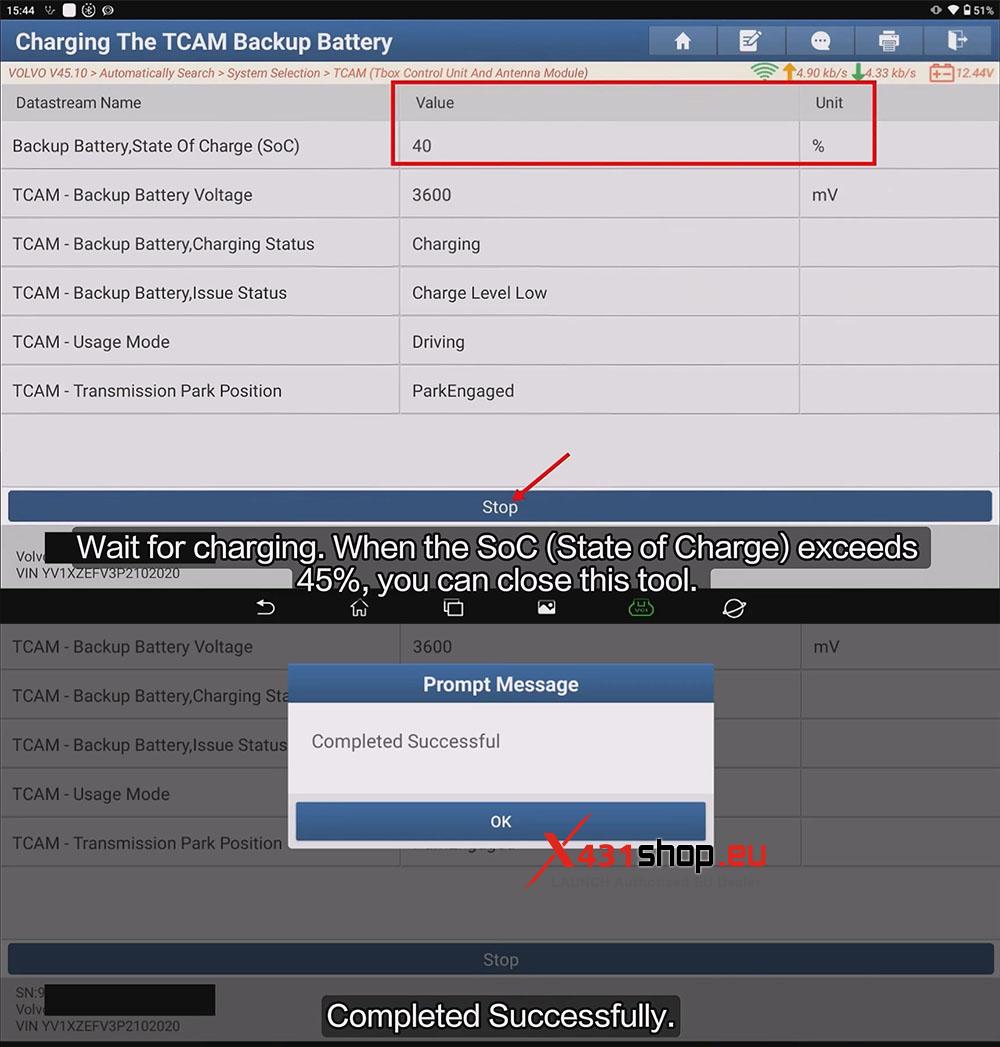 LAUNCH X431 PAD Reset VOLVO XC40 Software After TCAM Backup Battery Change (11)
