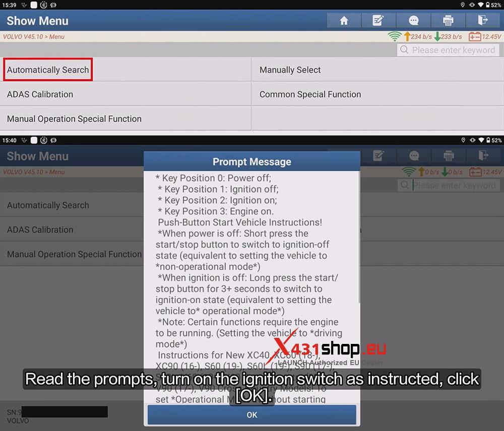 LAUNCH X431 PAD Reset VOLVO XC40 Software After TCAM Backup Battery Change (2)