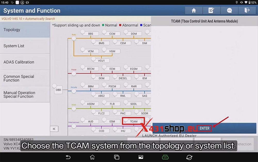 LAUNCH X431 PAD Reset VOLVO XC40 Software After TCAM Backup Battery Change (4)