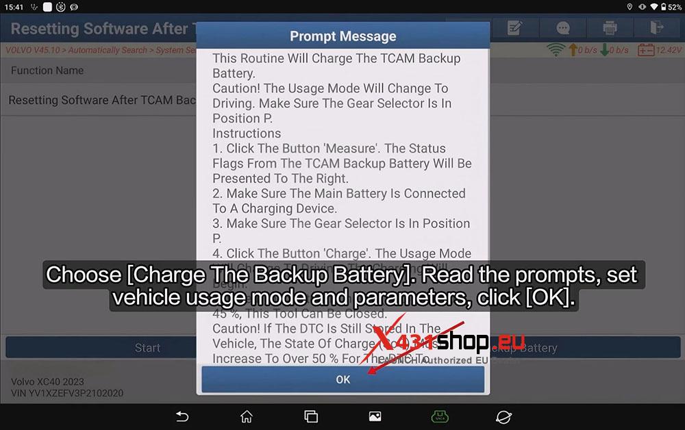 LAUNCH X431 PAD Reset VOLVO XC40 Software After TCAM Backup Battery Change (8)