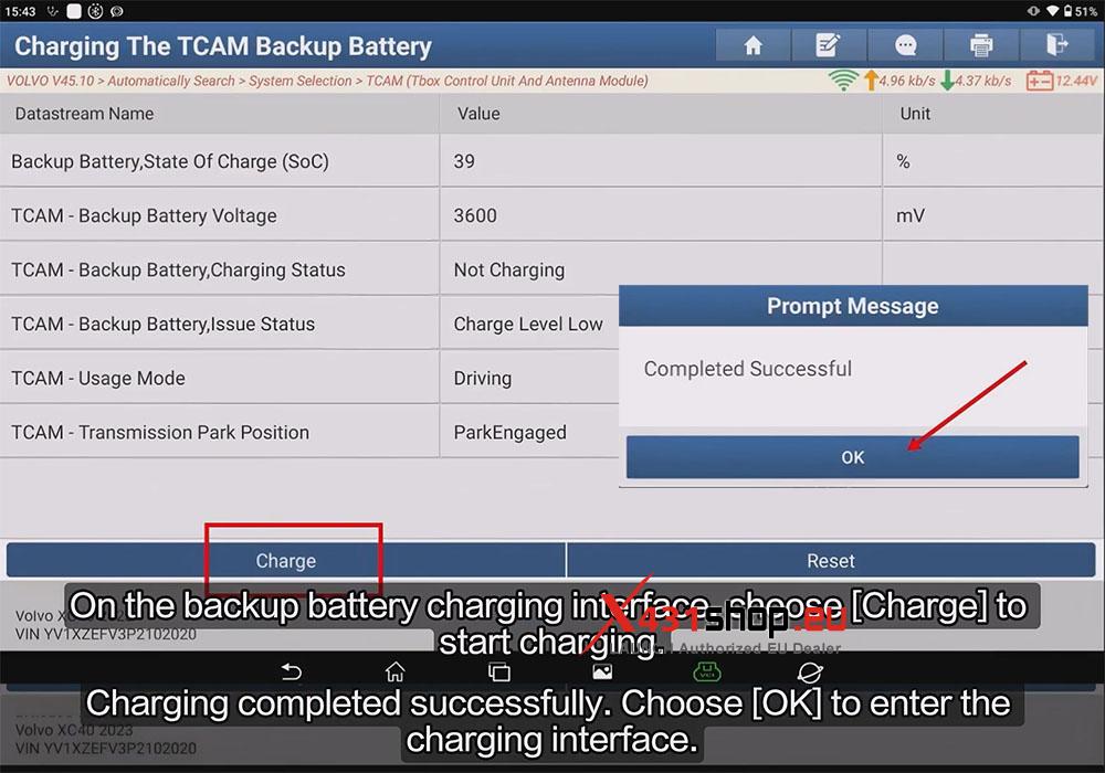 LAUNCH X431 PAD Reset VOLVO XC40 Software After TCAM Backup Battery Change (9)
