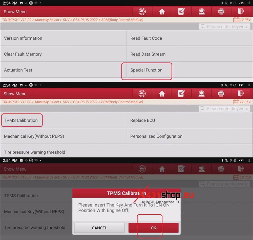 LAUNCH X431 Tool TPMS Calibration on Trumpchi GS4 PLUS (4)