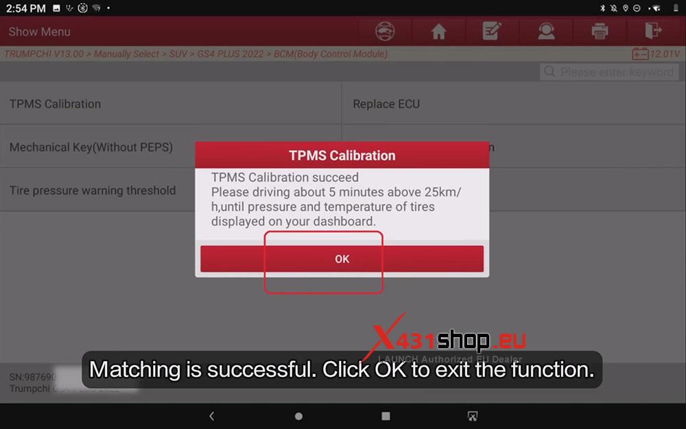 LAUNCH X431 Tool TPMS Calibration on Trumpchi GS4 PLUS (7)