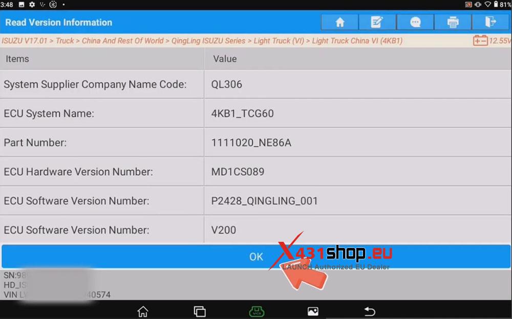 LAUNCH X431 Tool Read Data Stream & DTCs on Isuzu Light Truck (2)