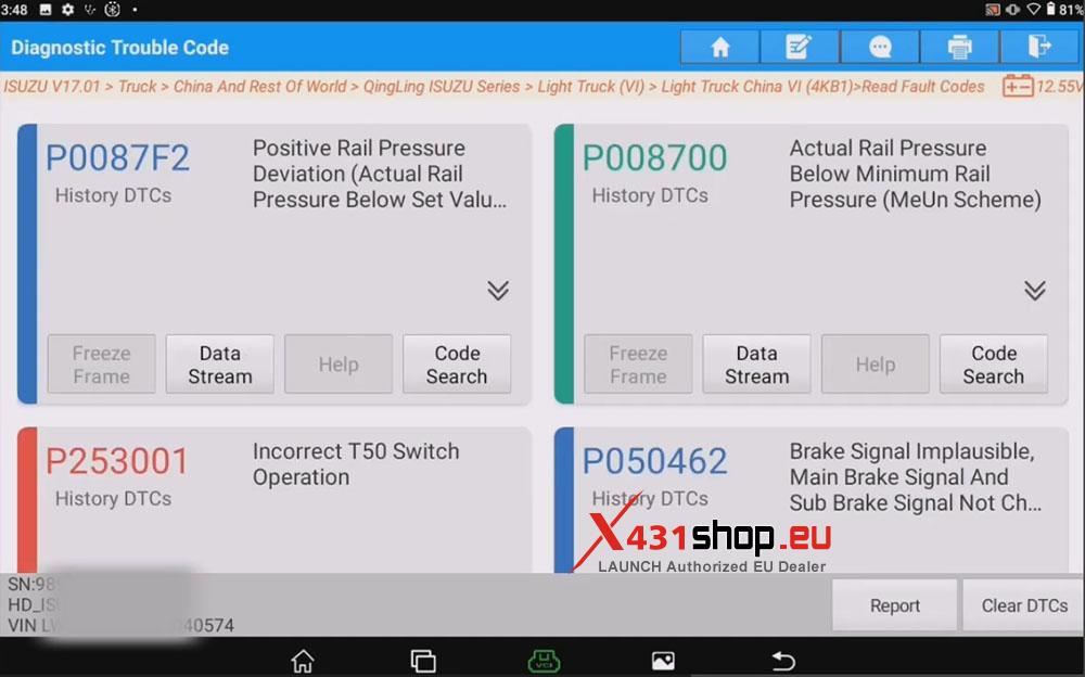 LAUNCH X431 Tool Read Data Stream & DTCs on Isuzu Light Truck (4)